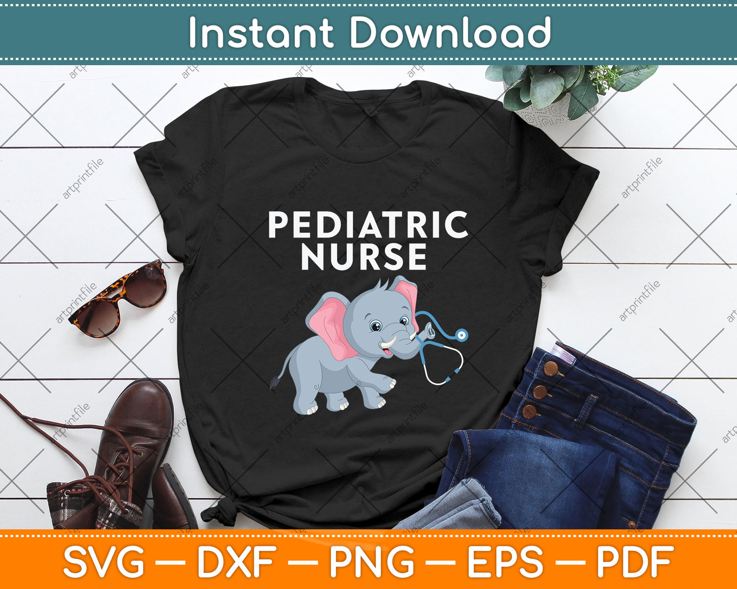Pediatric Nurse RN Elephant Pediatrics Svg Png Dxf Digital Cutting File
