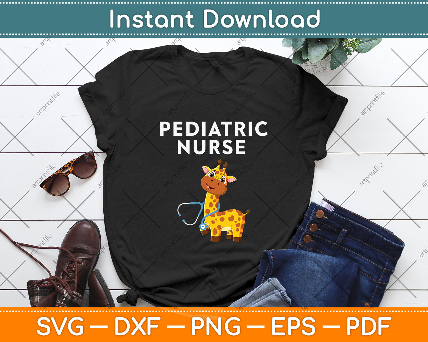 Pediatric Nurse RN Pediatrics Giraffe Svg Png Dxf Digital Cutting File