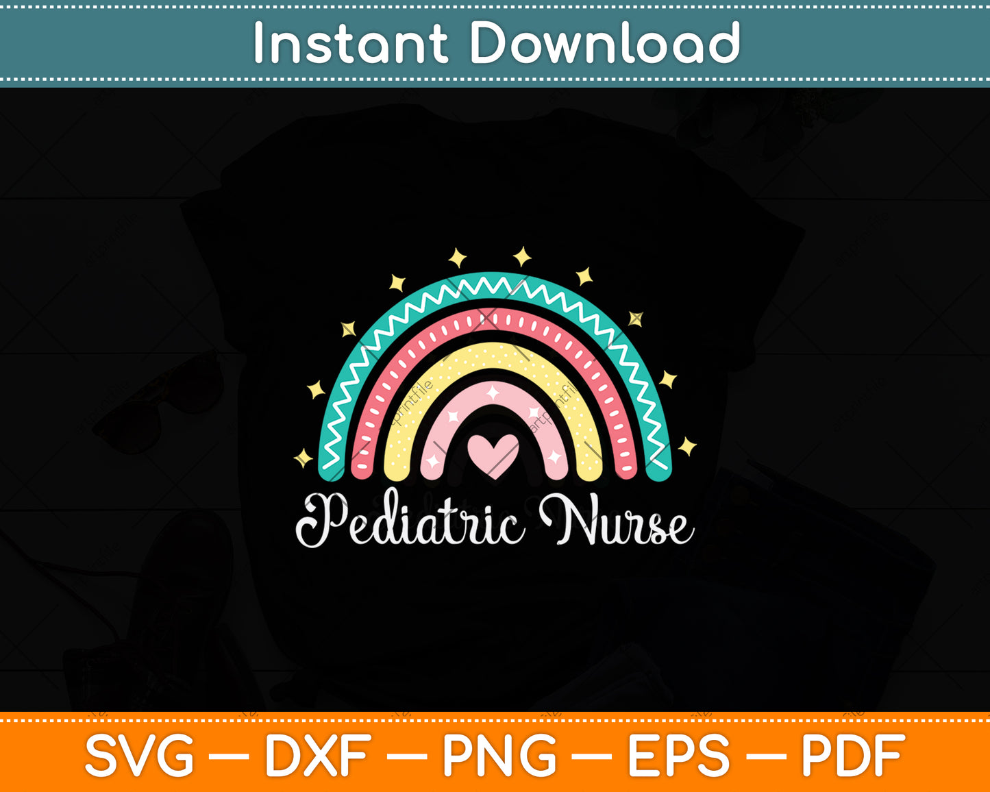 Pediatric Nurse Rainbow Svg Png Dxf Digital Cutting File