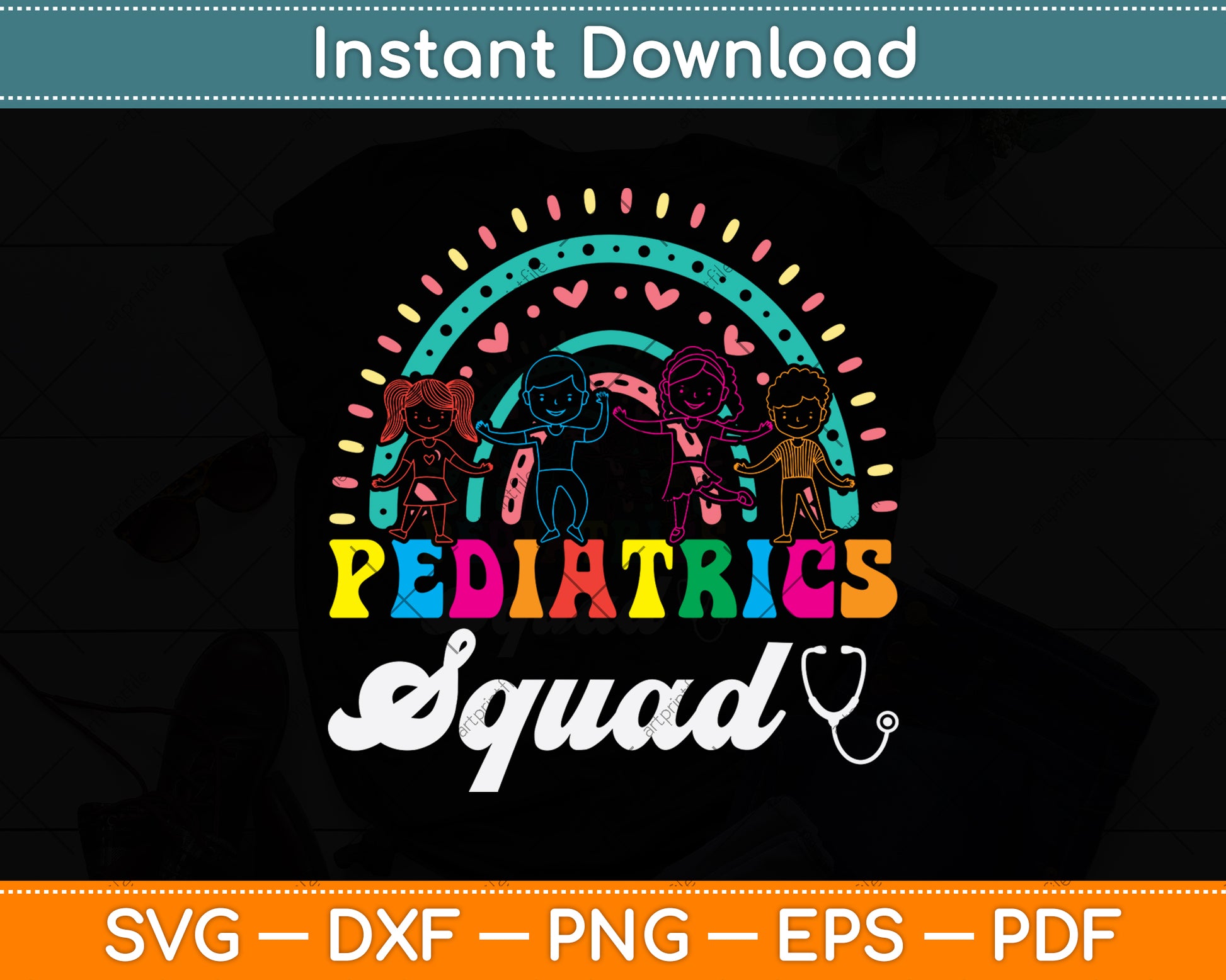 Pediatrics Squad Nurse Stethoscope Svg Png Dxf Digital Cutting File