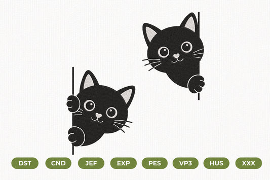 Peekaboo Cat Embroidery Design