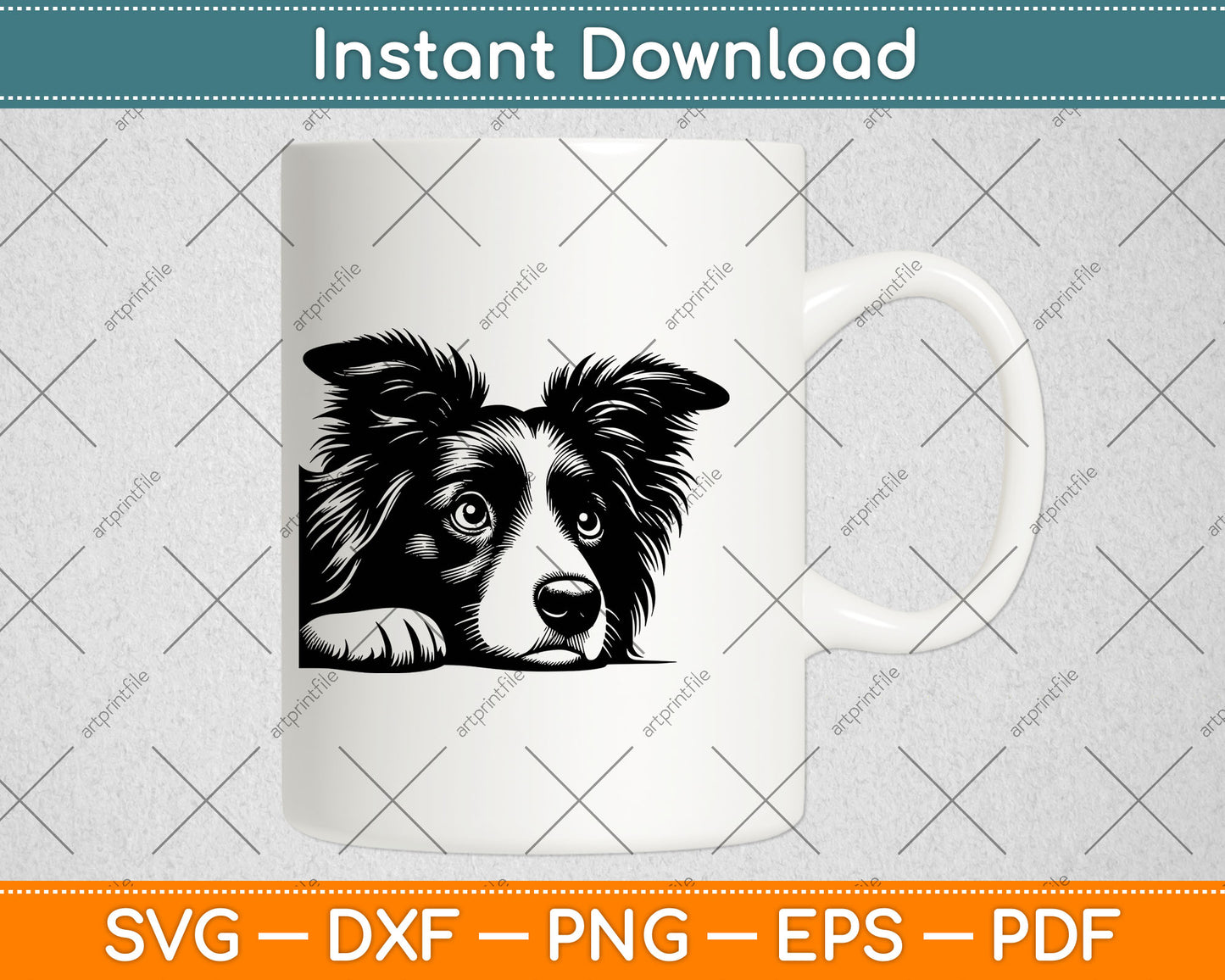 Peeking Border Collie Dog Svg Digital Cutting File