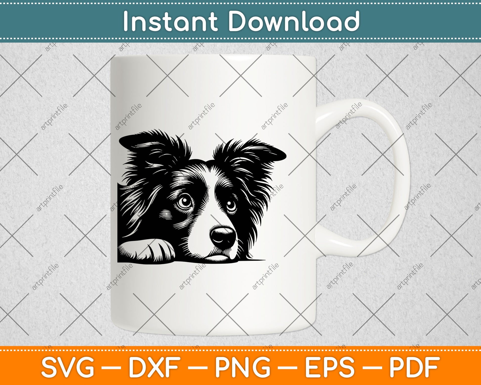 Peeking Border Collie Dog Svg Digital Cutting File