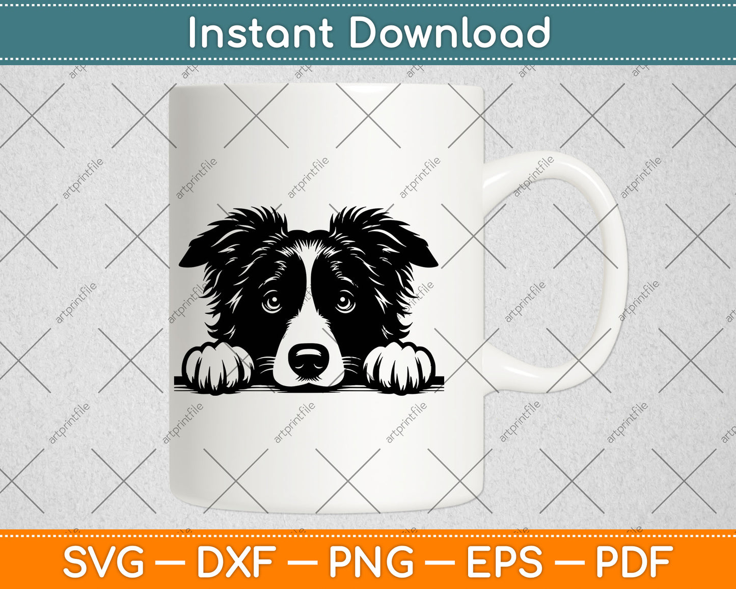 Peeking Border Collie Dog Svg Png Dxf Digital Cutting File