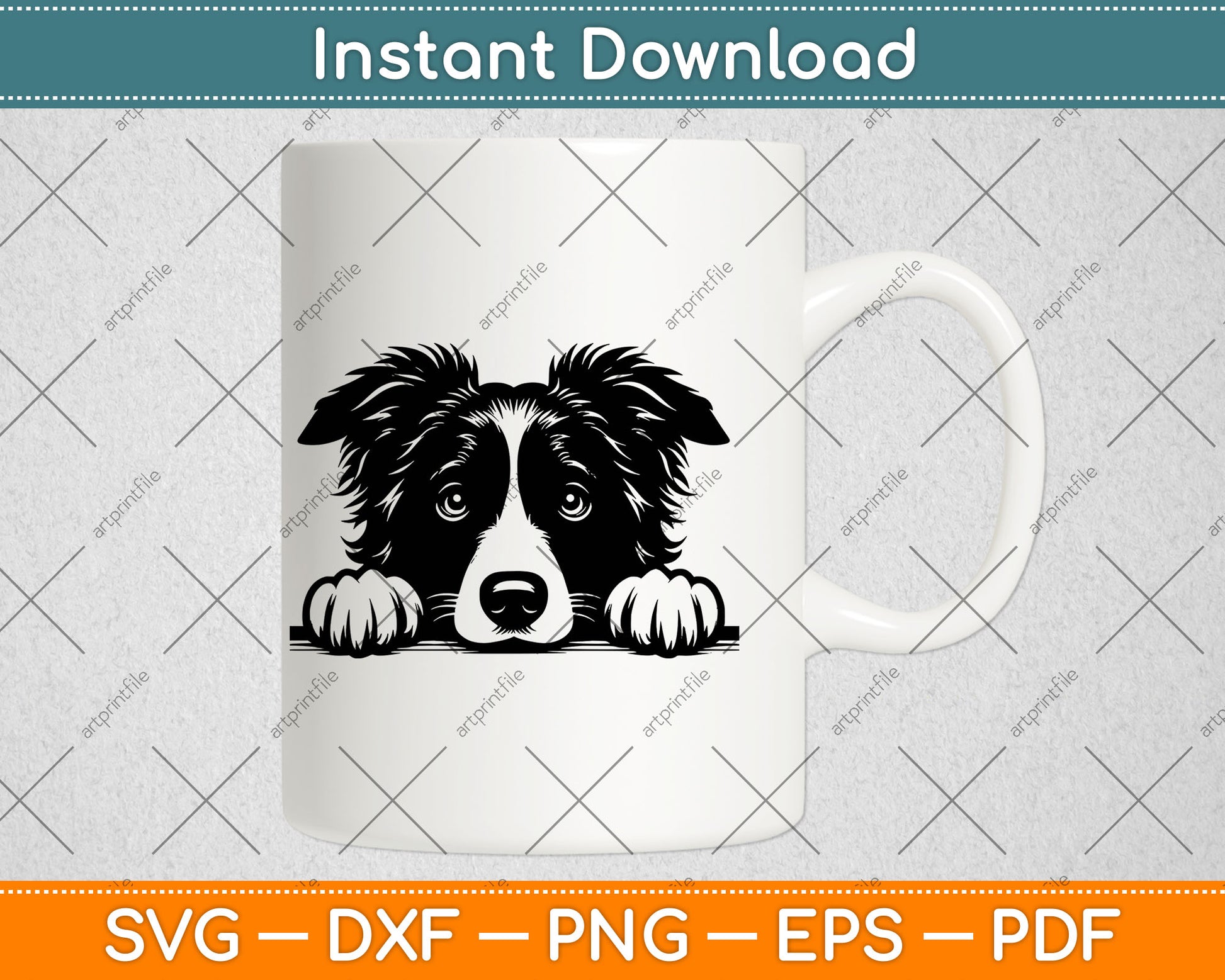 Peeking Border Collie Dog Svg Png Dxf Digital Cutting File