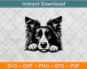 Peeking Border Collie Dog Svg Design Digital Cutting File