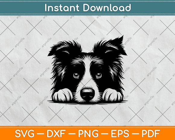 Peeking Border Collie Dog Svg Png Digital Cutting File