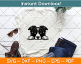 Peeking Border Collie Dog Svg Png Dxf Digital Cutting File