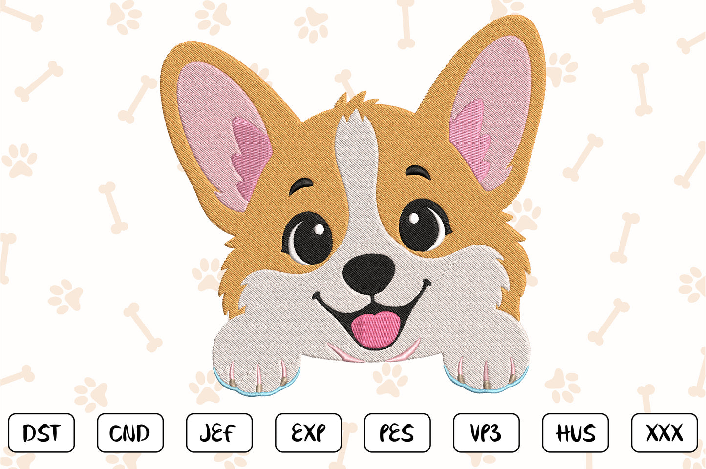 Cute Golden Puppy Embroidery Design, Adorable Puppy Face Machine Embroidery Pattern, Kawaii Dog Embroidery Design