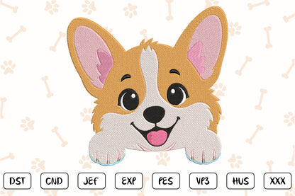 Cute Golden Puppy Embroidery Design, Adorable Puppy Face Machine Embroidery Pattern, Kawaii Dog Embroidery Design