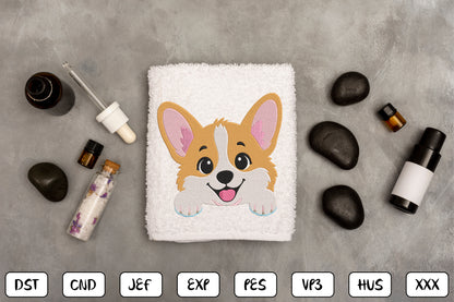 Cute Golden Puppy Embroidery Design, Adorable Puppy Face Machine Embroidery Pattern, Kawaii Dog Embroidery Design