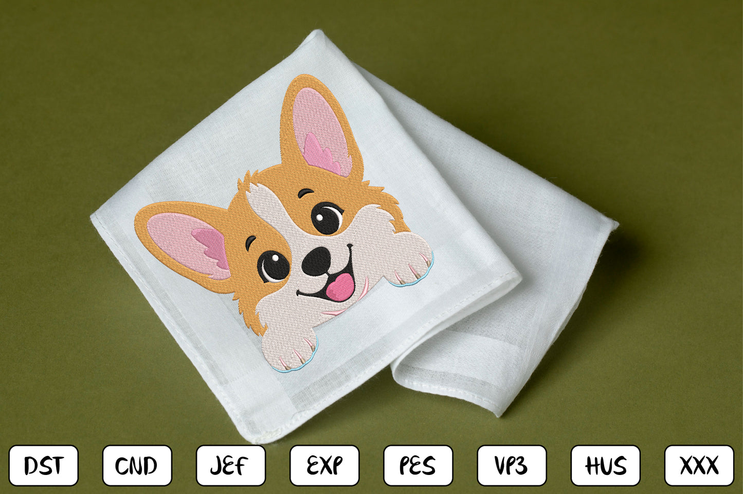 Cute Golden Puppy Embroidery Design, Adorable Puppy Face Machine Embroidery Pattern, Kawaii Dog Embroidery Design