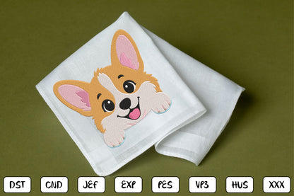 Cute Golden Puppy Embroidery Design, Adorable Puppy Face Machine Embroidery Pattern, Kawaii Dog Embroidery Design