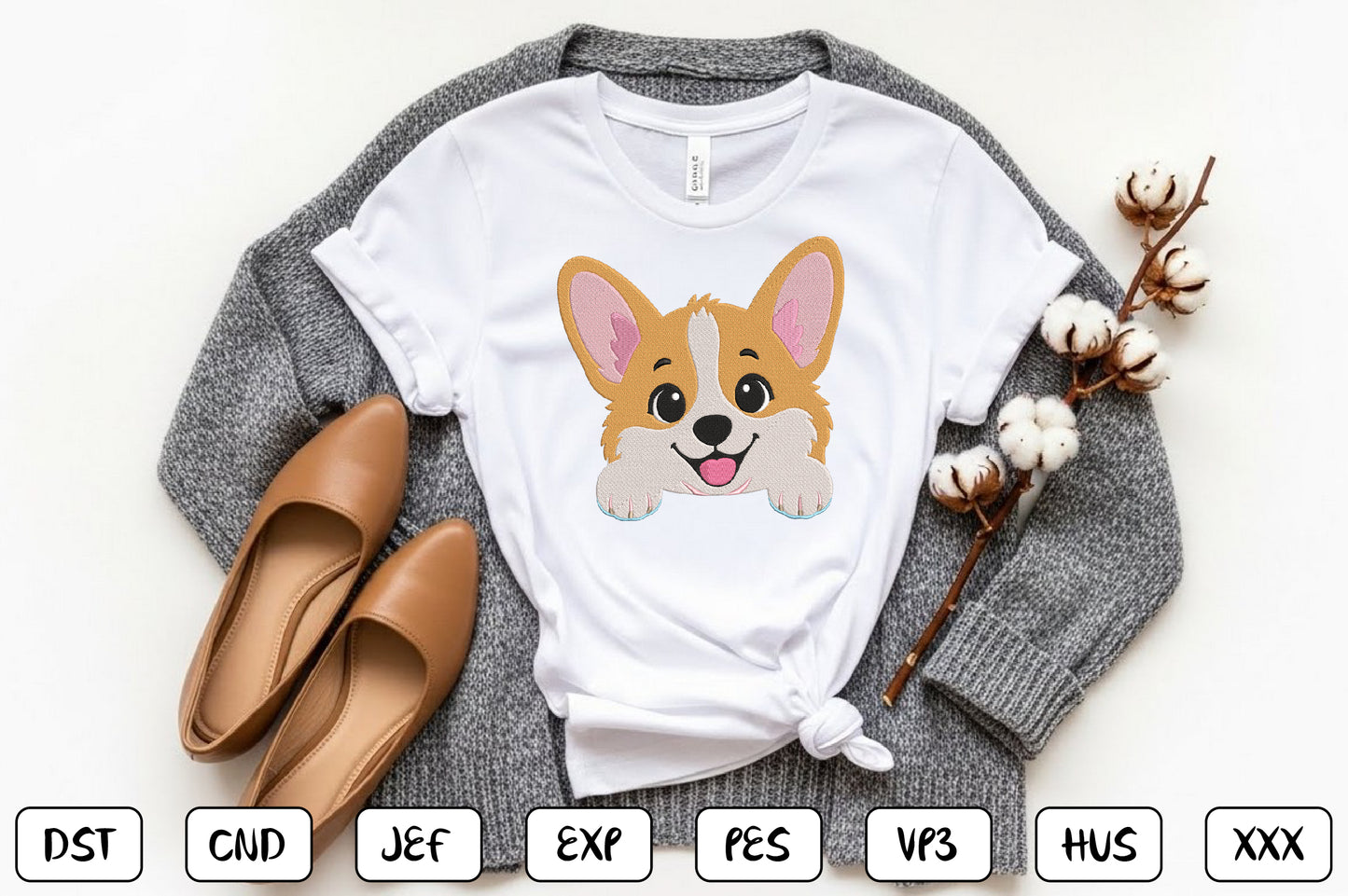 Cute Golden Puppy Embroidery Design, Adorable Puppy Face Machine Embroidery Pattern, Kawaii Dog Embroidery Design