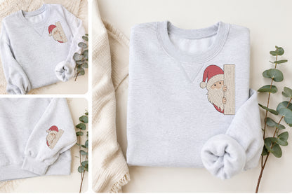 Peeking Santa Embroidery Design – Cute Christmas Santa Machine Embroidery Pattern, Adorable Holiday Embroidery Design