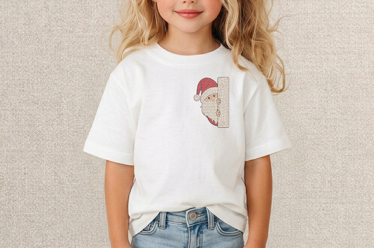 Peeking Santa Embroidery Design – Cute Christmas Santa Machine Embroidery Pattern, Adorable Holiday Embroidery Design