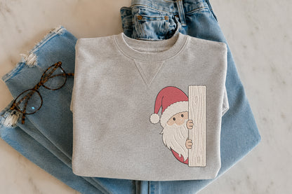Peeking Santa Embroidery Design – Cute Christmas Santa Machine Embroidery Pattern, Adorable Holiday Embroidery Design