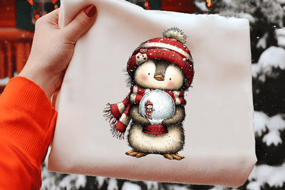 Penguin Christmas Clipart PNG Bundle | Cute Watercolor Holiday Penguin Clipart | Festive Winter Penguin PNG