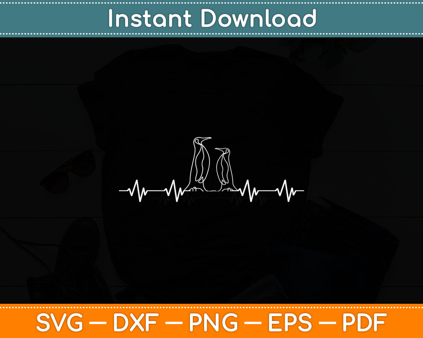 Penguin Heartbeat Svg Digital Cutting File