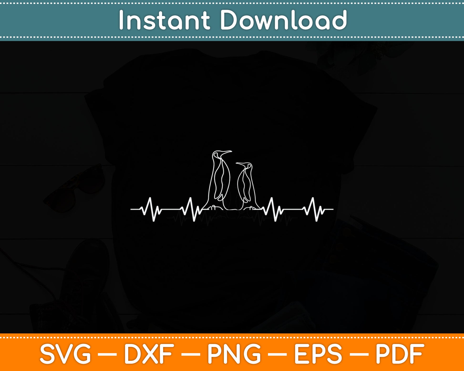 Penguin Heartbeat Svg Digital Cutting File