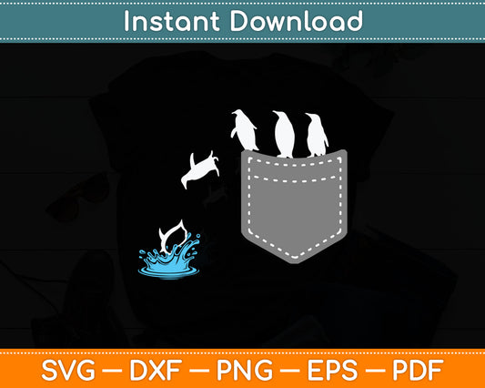 Penguin Lovers Cute Funny Penguin In Pocket Svg Digital Cutting File