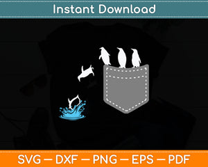 Penguin Lovers Cute Funny Penguin In Pocket Svg Digital Cutting File