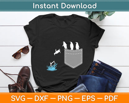 Penguin Lovers Cute Funny Penguin In Pocket Svg Digital Cutting File