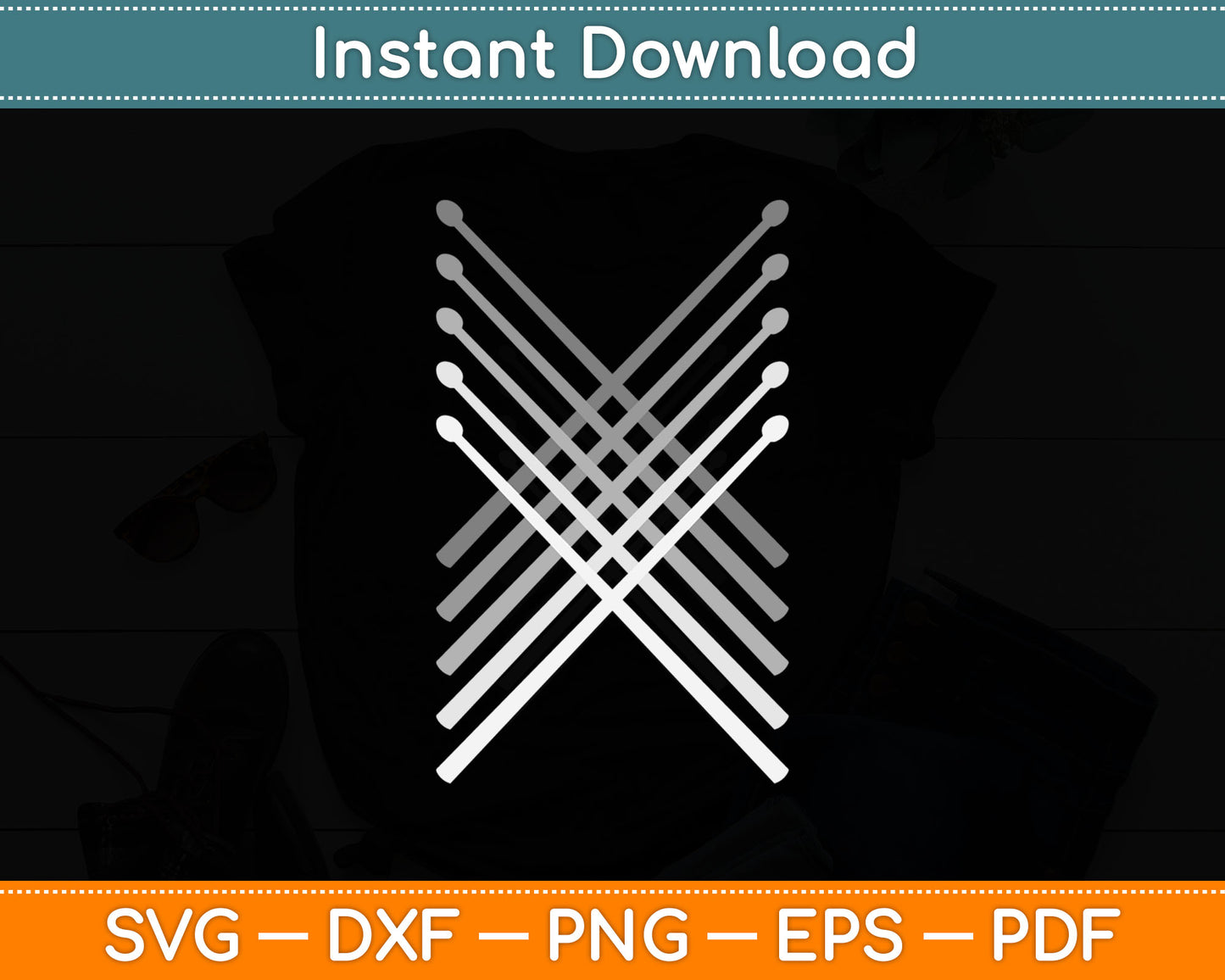 Percussion Drum Sticks Svg Digital Cutting File