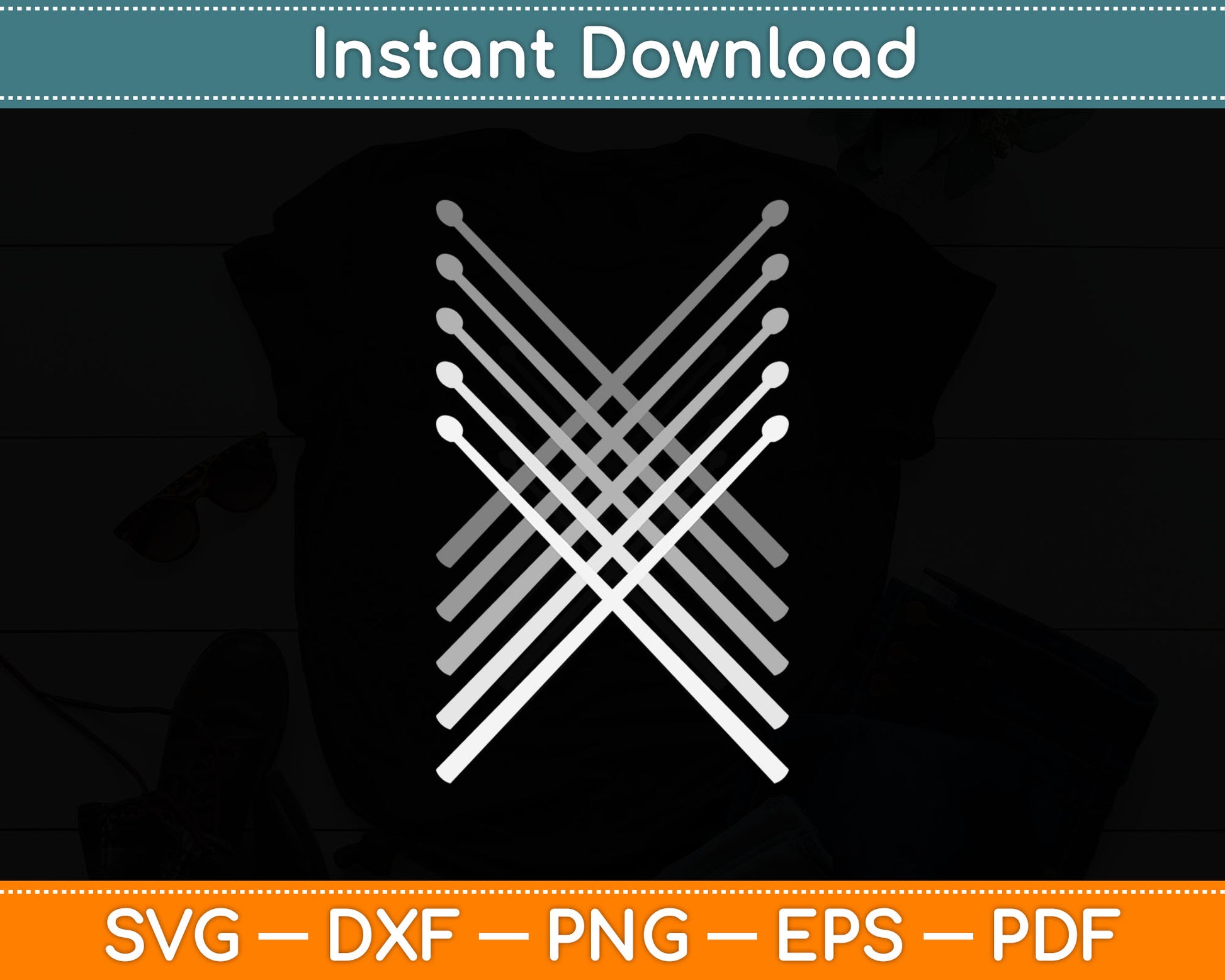 Percussion Drum Sticks Svg Digital Cutting File