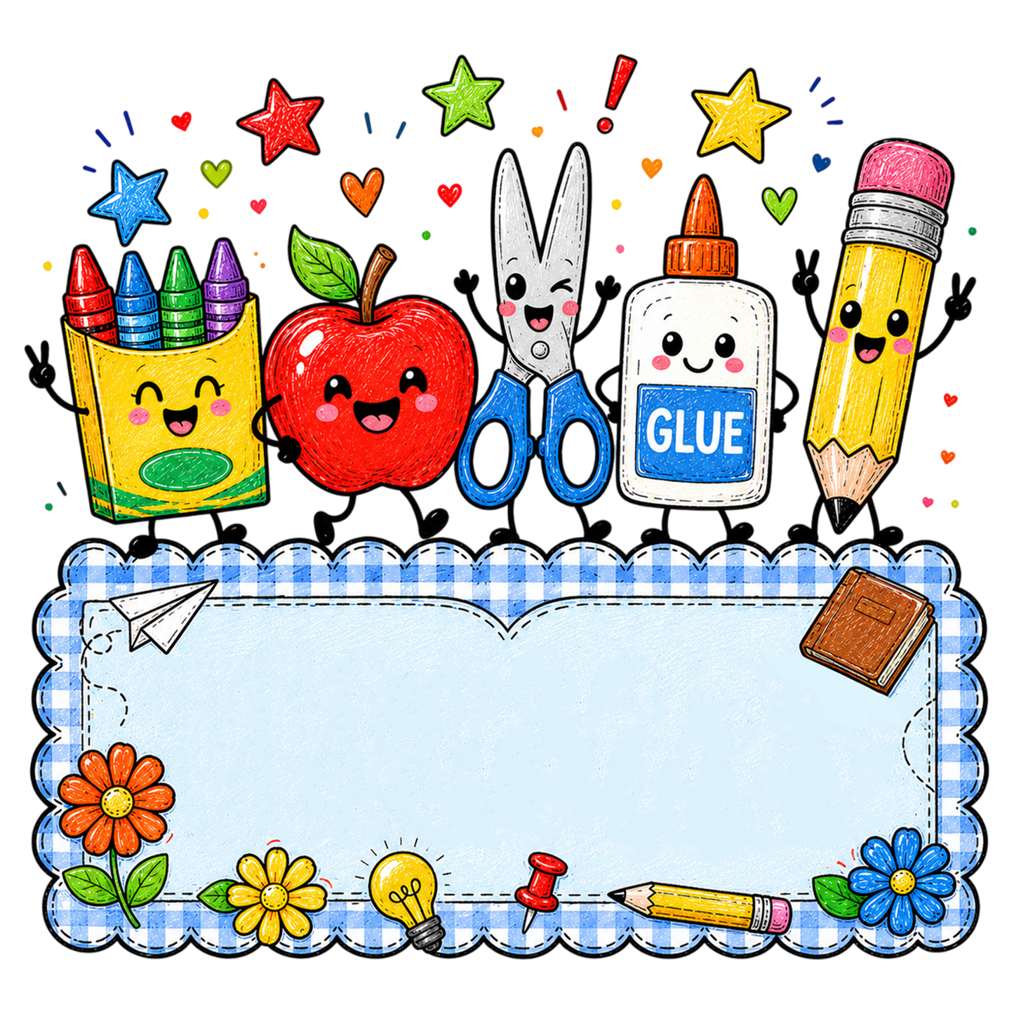 Personalized Back to School Supplies PNG