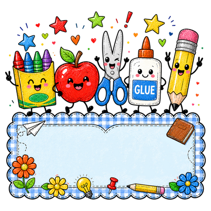 Personalized Back to School Supplies PNG