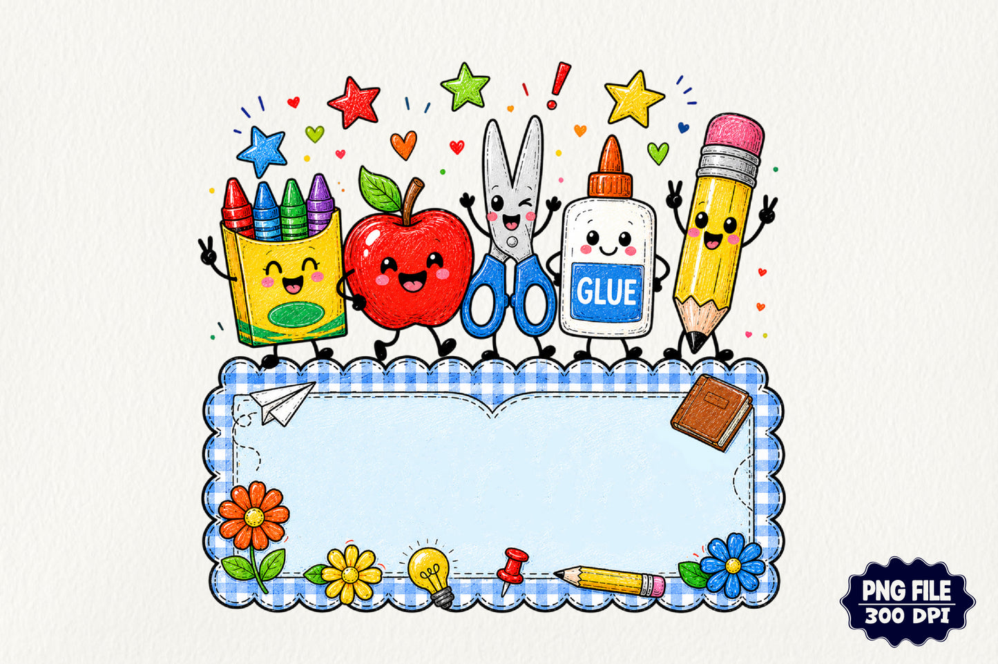 Personalized Back to School Supplies PNG