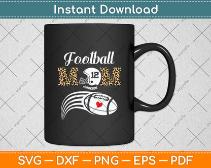 Football Mom Leopard Players American Football Mothers Day Svg Digital Cutting File