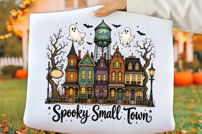 Personalized Halloween Spooky Small Town Ghost House PNG