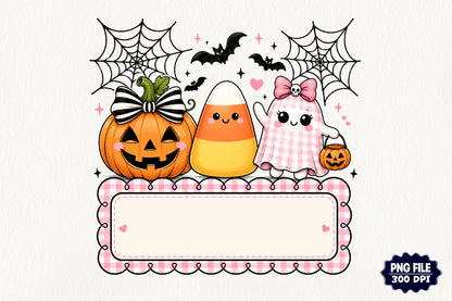 Personalized Kids Ghost Pumpkin PNG Cute Halloween Spooky Sublimation