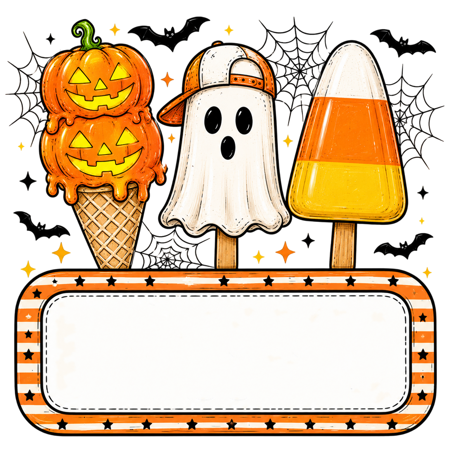 Personalized Kids Halloween PNG Pumpkin Ghost Candy Corn Name Design
