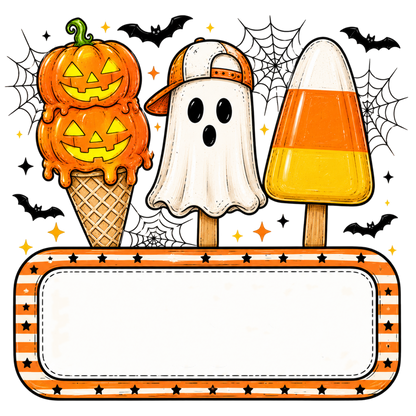 Personalized Kids Halloween PNG Pumpkin Ghost Candy Corn Name Design