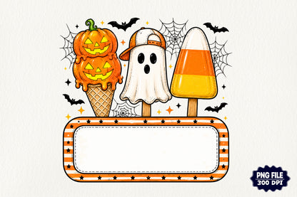 Personalized Kids Halloween PNG Pumpkin Ghost Candy Corn Name Design