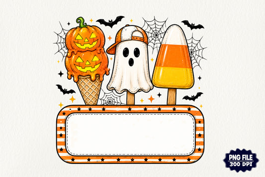 Personalized Kids Halloween PNG Pumpkin Ghost Candy Corn Name Design