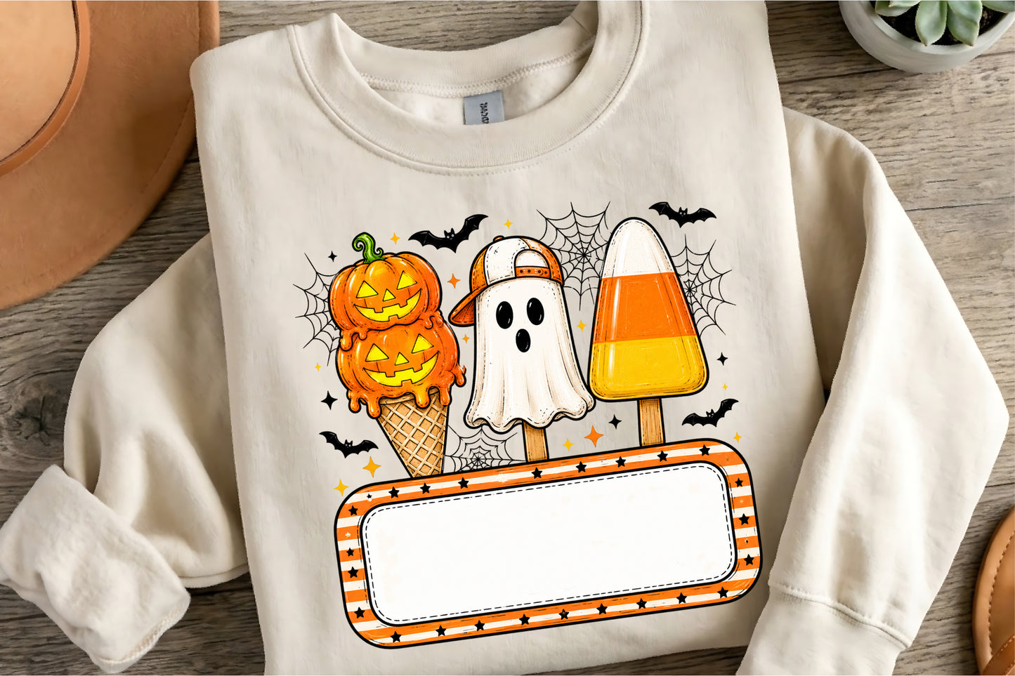 Personalized Kids Halloween PNG Pumpkin Ghost Candy Corn Name Design