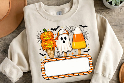 Personalized Kids Halloween PNG Pumpkin Ghost Candy Corn Name Design