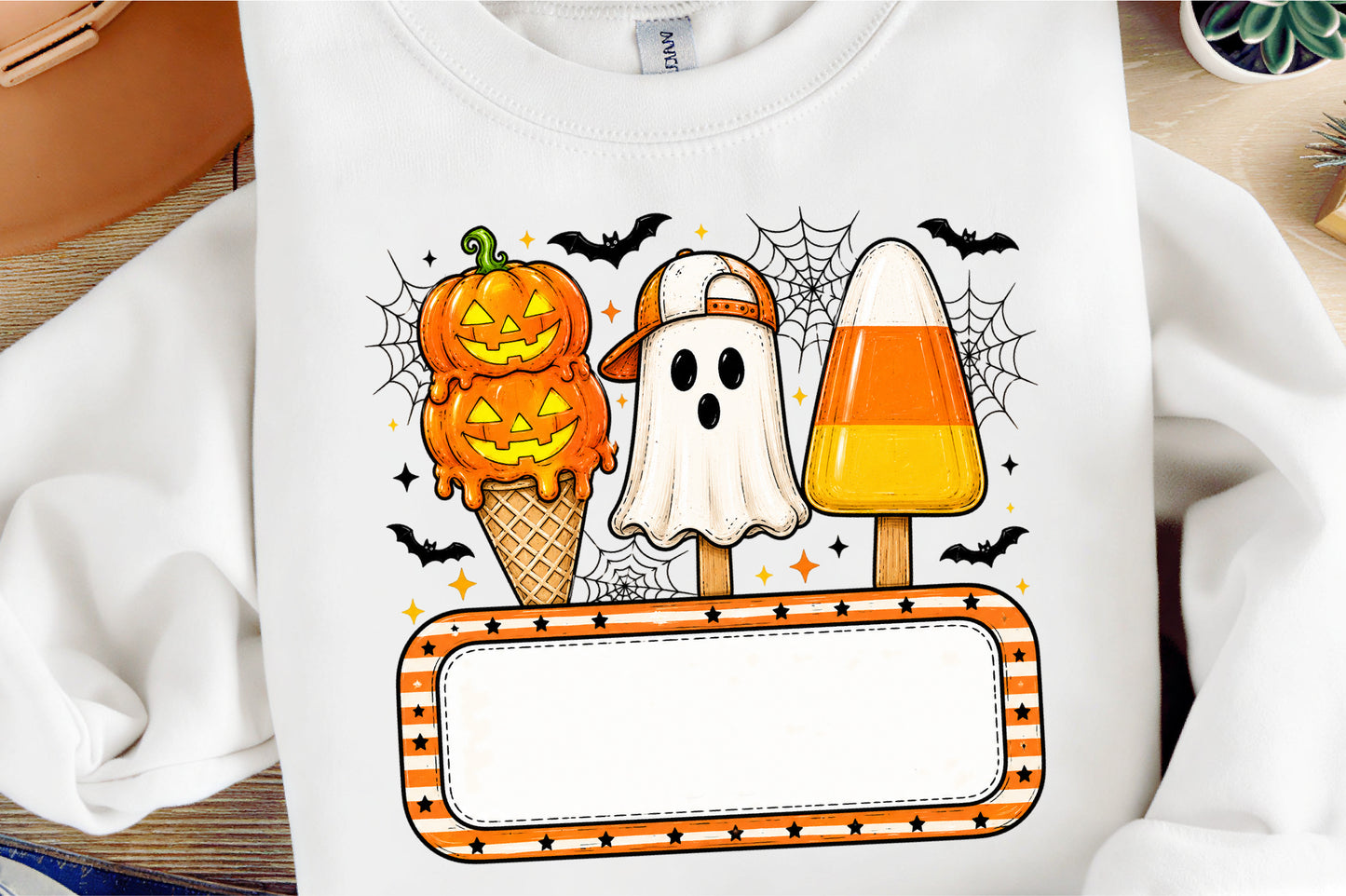 Personalized Kids Halloween PNG Pumpkin Ghost Candy Corn Name Design