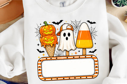 Personalized Kids Halloween PNG Pumpkin Ghost Candy Corn Name Design