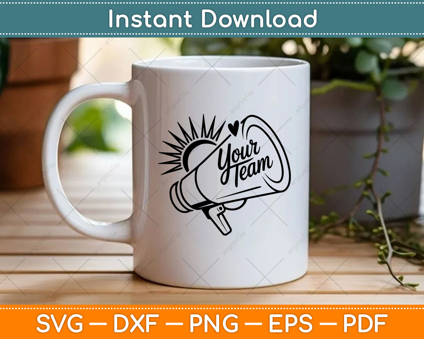 Custom Team Name SVG, Custom Cheer Megaphone Svg Digital Cutting File