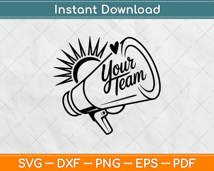 Custom Team Name SVG, Custom Cheer Megaphone Svg Digital Cutting File