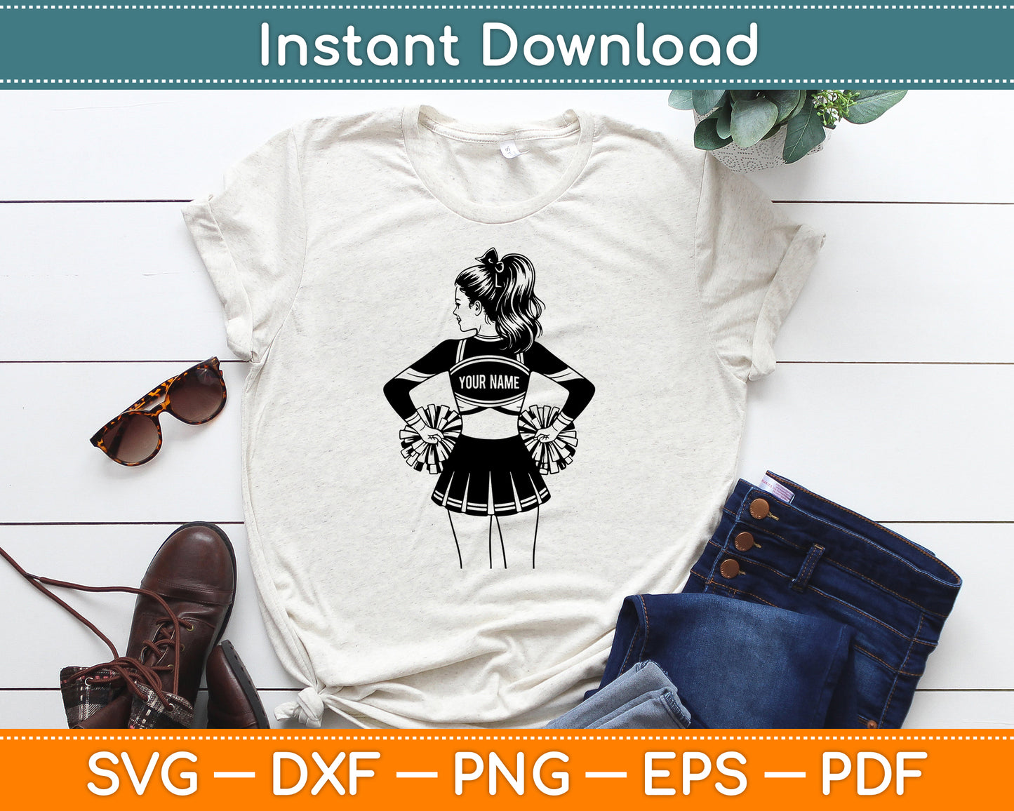 Personalized Name Cheerleader SVG, Custom Cheerleader Cut File for Cricut & Silhouette