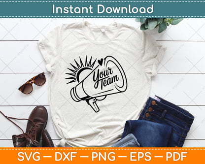 Custom Team Name SVG, Custom Cheer Megaphone Svg Digital Cutting File