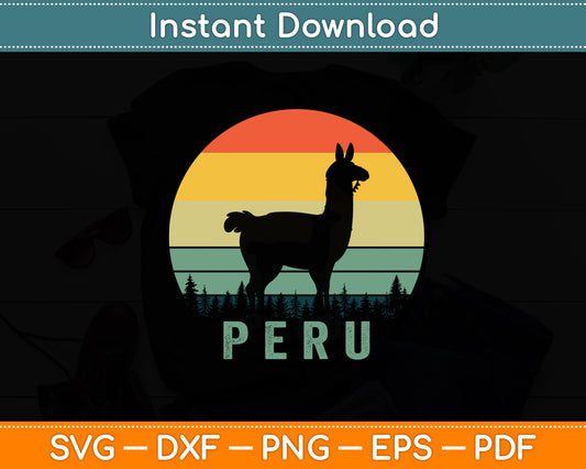 Peru Llama Alpaca Peruvian Roots Pride Vintage Svg Png Dxf Digital Cutting File