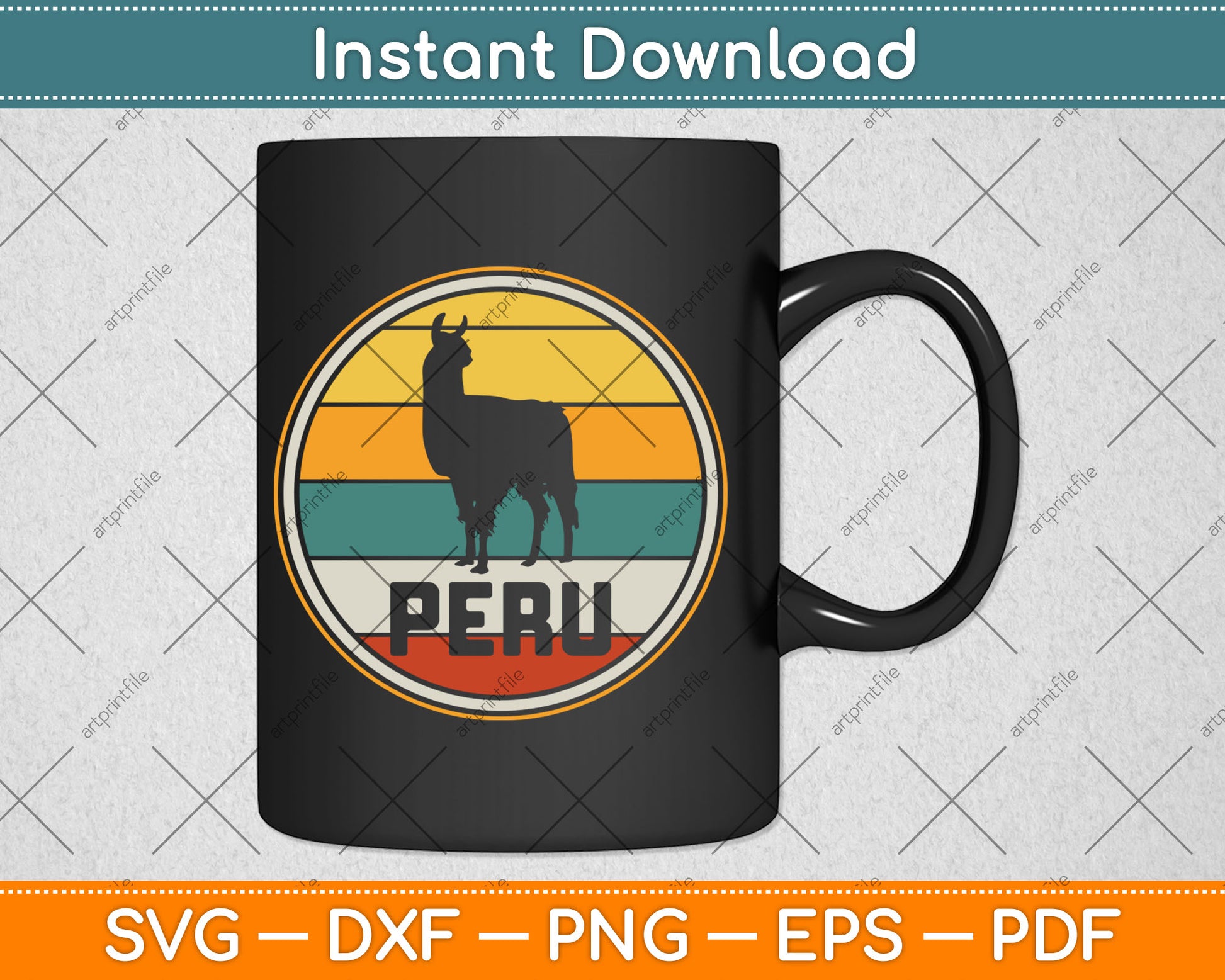 Peru Vicuna Peruvian Retro Vintage Svg Design Digital Cutting File