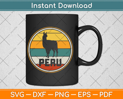 Peru Vicuna Peruvian Retro Vintage Svg Design Digital Cutting File